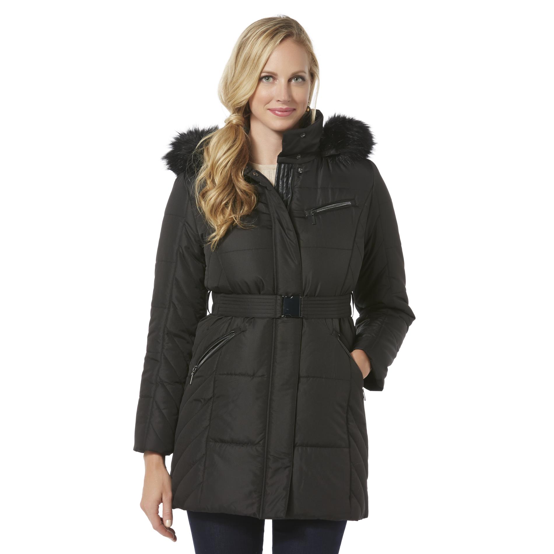 Jaclyn Smith Women's Puffer Coat & Belt