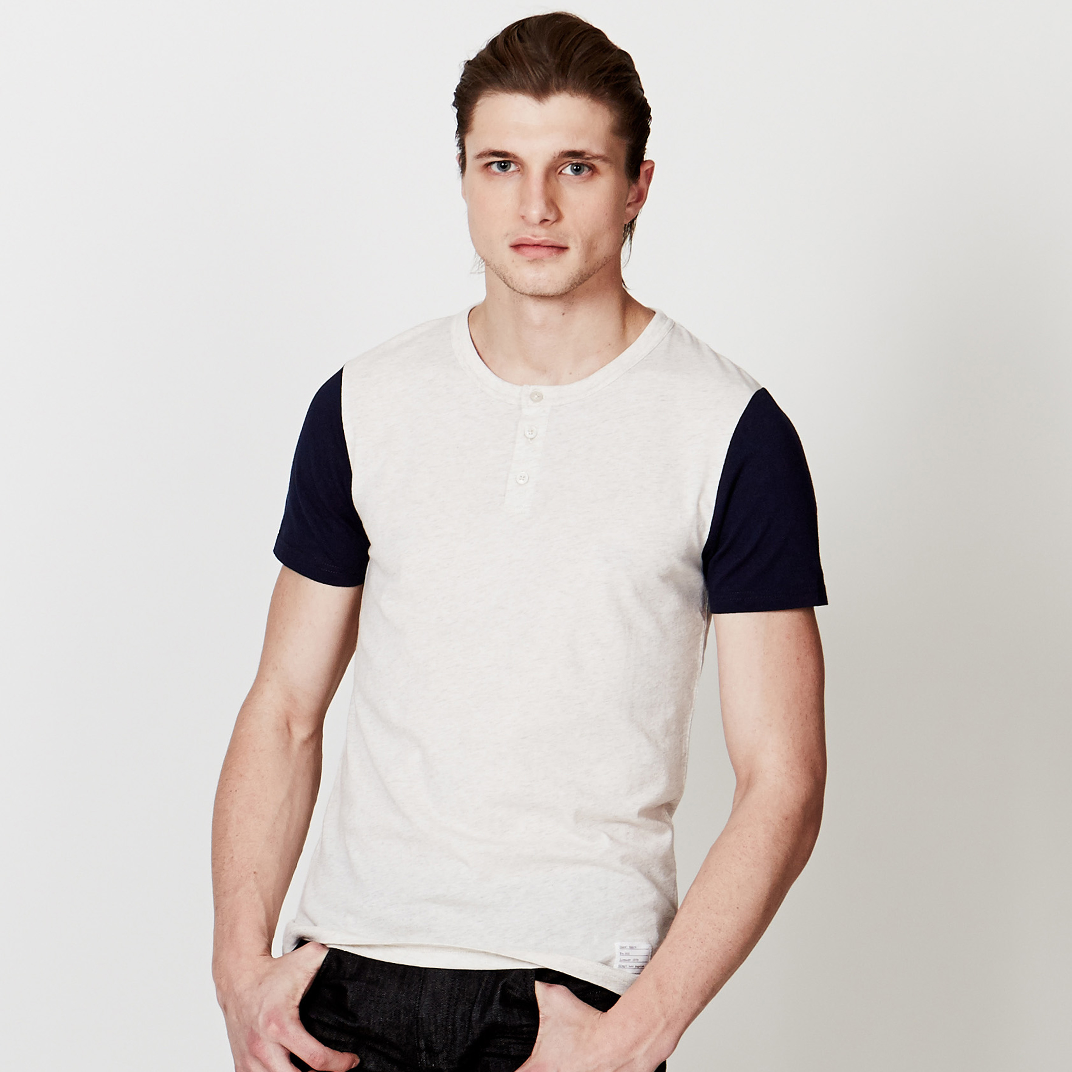 Adam Levine Basics Short Sleeve Henley Shirt - Oatmeal