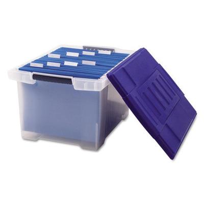 Storex E15484WMCLSMB-2 Plastic File Tote Storage Box with Snap-On Lid  Letter/Legal Size  Clear