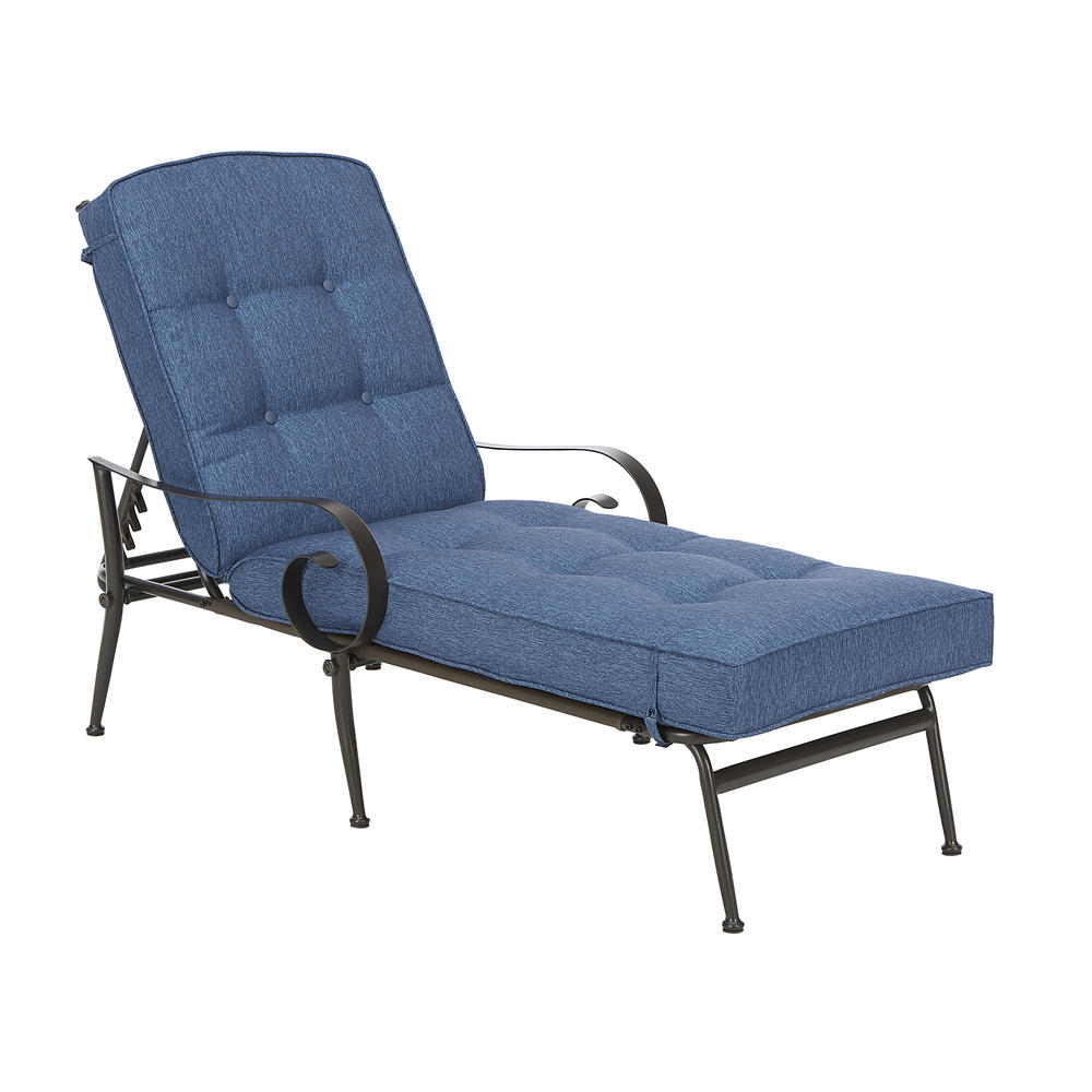 Jaclyn Smith Centralia Cushion Patio Chaise Lounge - Blue Reversible Cushion