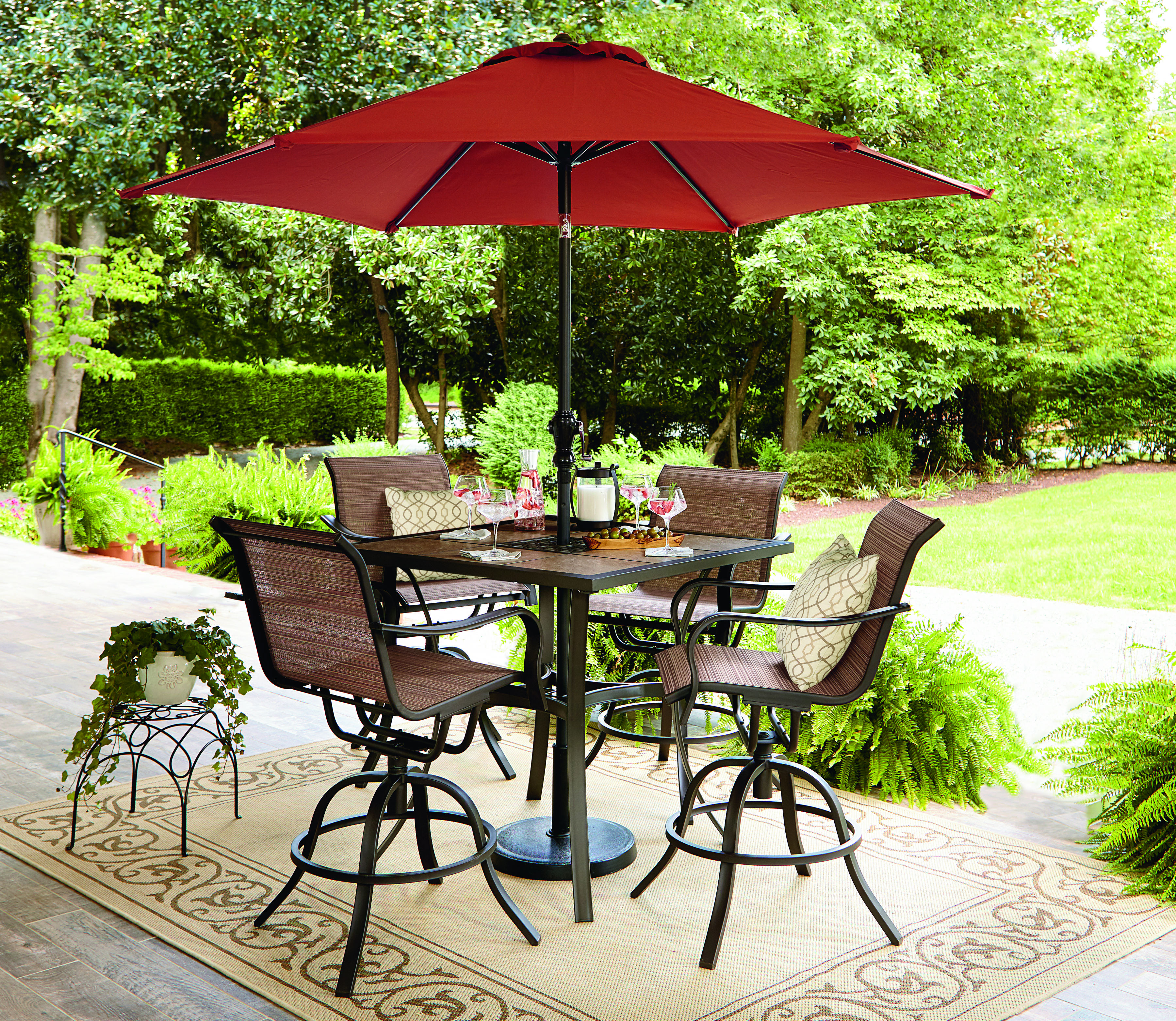 high top patio set with umbrella
