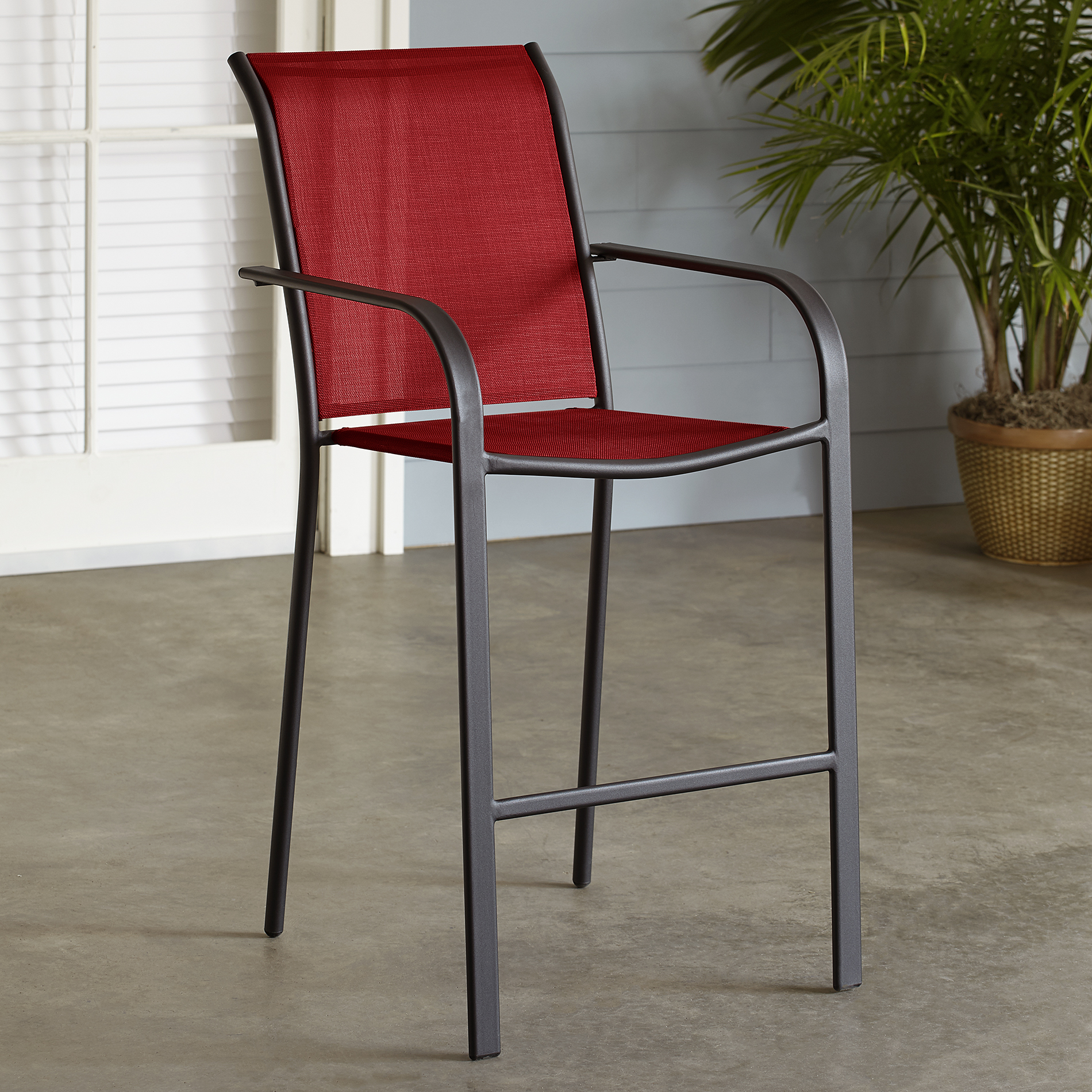 essential garden bartlett split sling stack bar chair - red