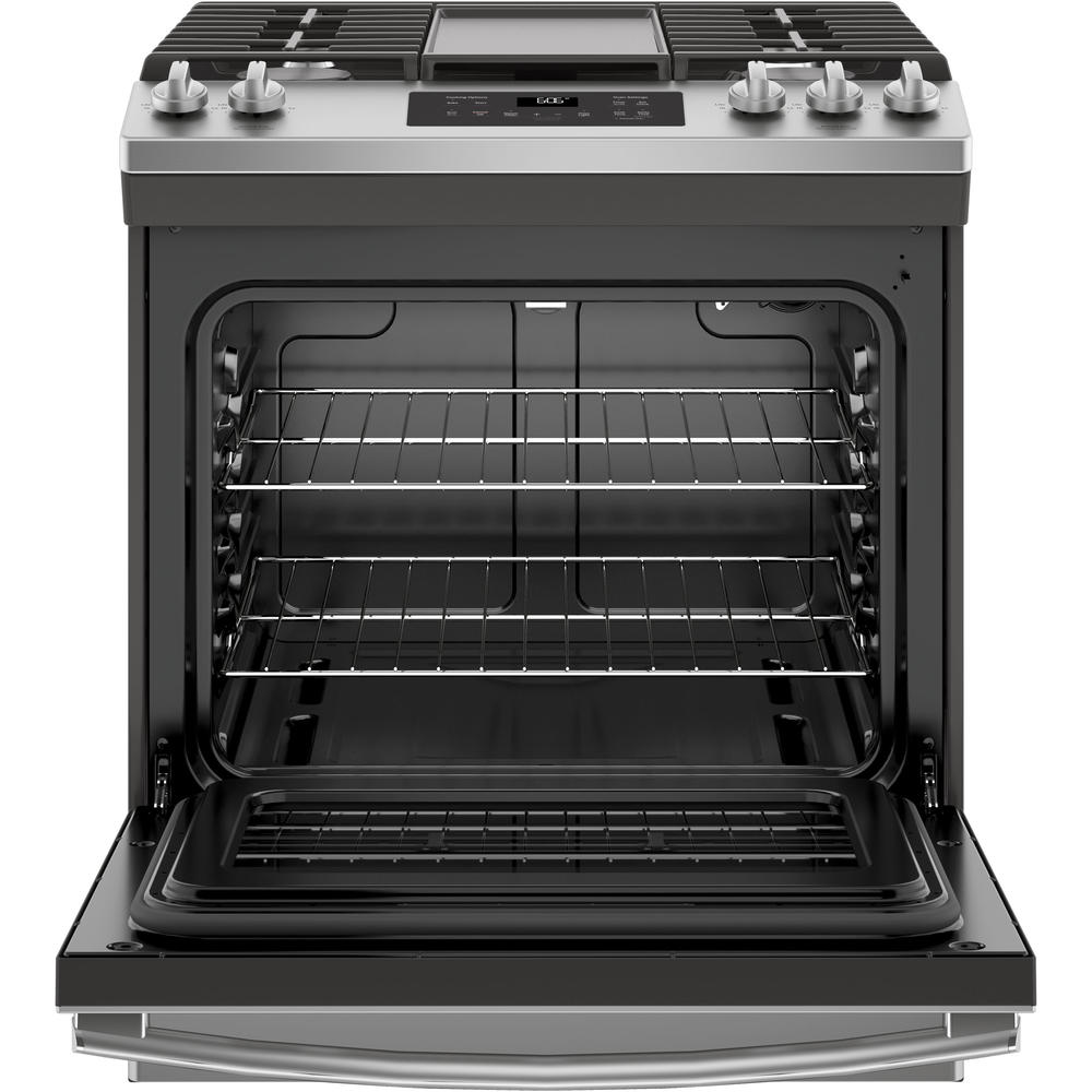 GE Appliances JGSS66SELSS  30" Slide-In Front Control Gas Range - Stainless Steel