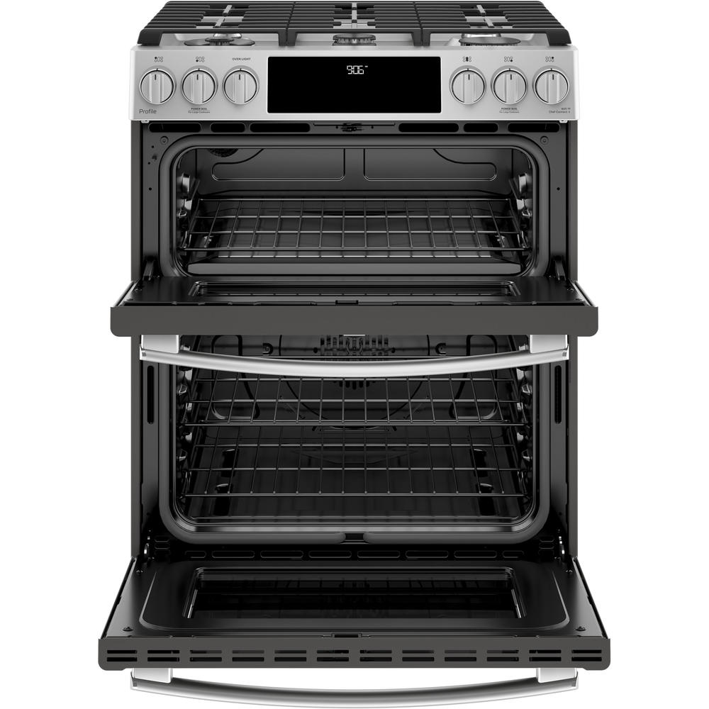 GE Profile Series PGS960SELSS 30" SlideIn Front Control Gas Double