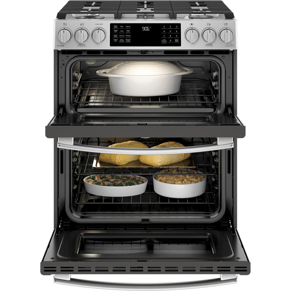 GE Profile Series PGS960SELSS 30" SlideIn Front Control Gas Double