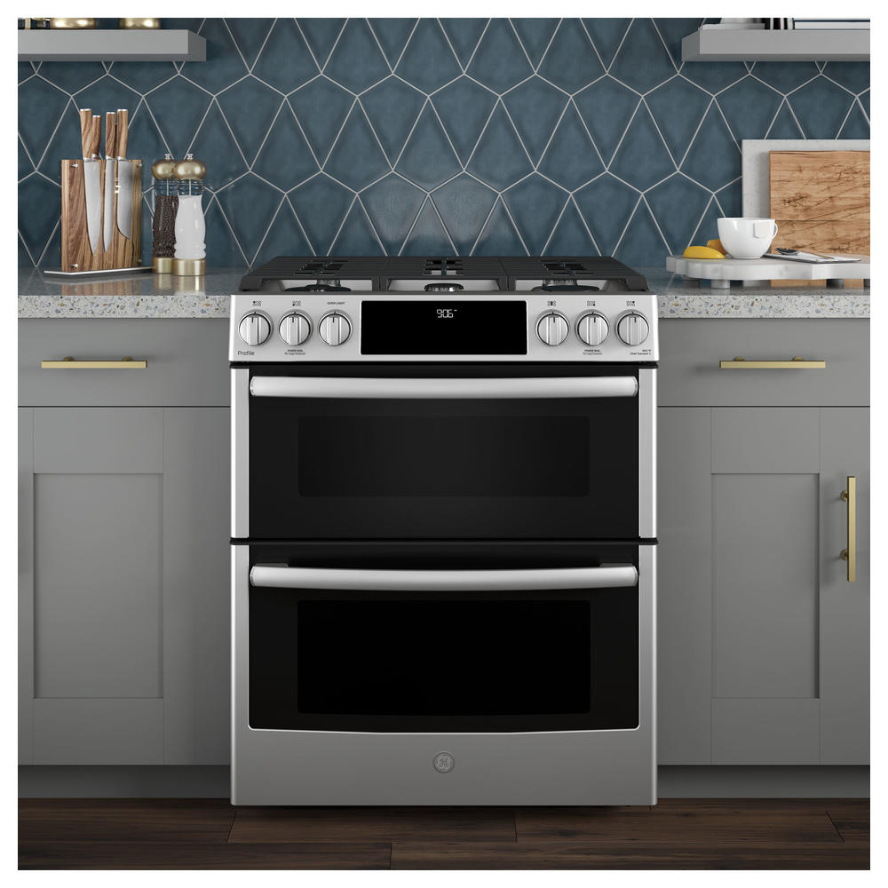 GE Profile Series PGS960SELSS 30" SlideIn Front Control Gas Double