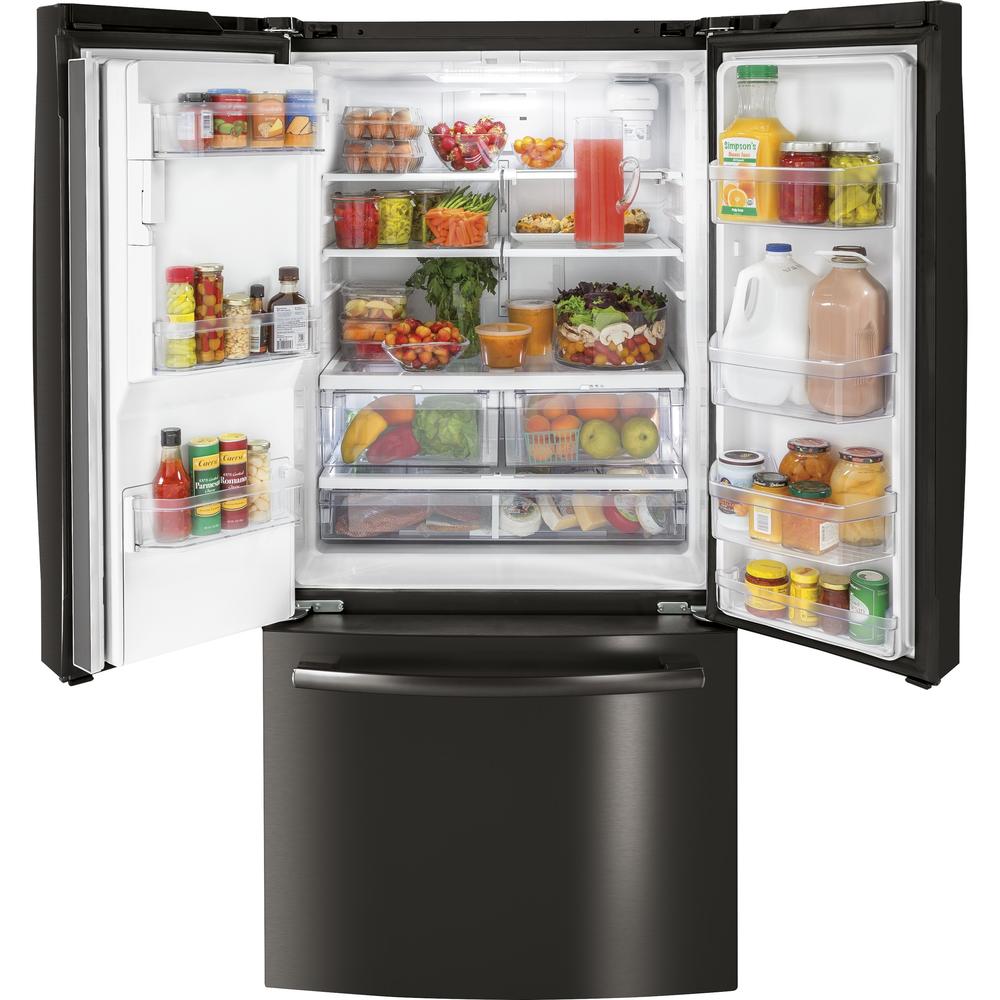 GE Appliances GYE18JBLTS ENERGY STAR&#174; 17.5 Cu. Ft. Counter-Depth French Door Refrigerator - Black Stainless Steel