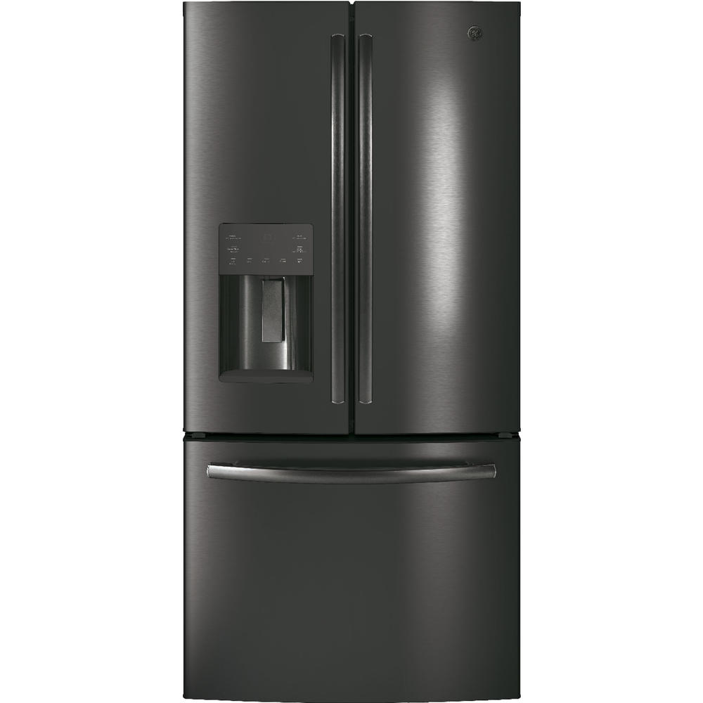 GE Appliances GYE18JBLTS ENERGY STAR® 17.5 Cu. Ft. Counter-Depth French Door Refrigerator - Black Stainless Steel