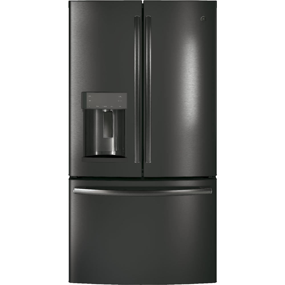 GE Appliances GYE22HBLTS 22.2cu.ft. Counter-Depth French-Door Refrigerator - Black Stainless Steel