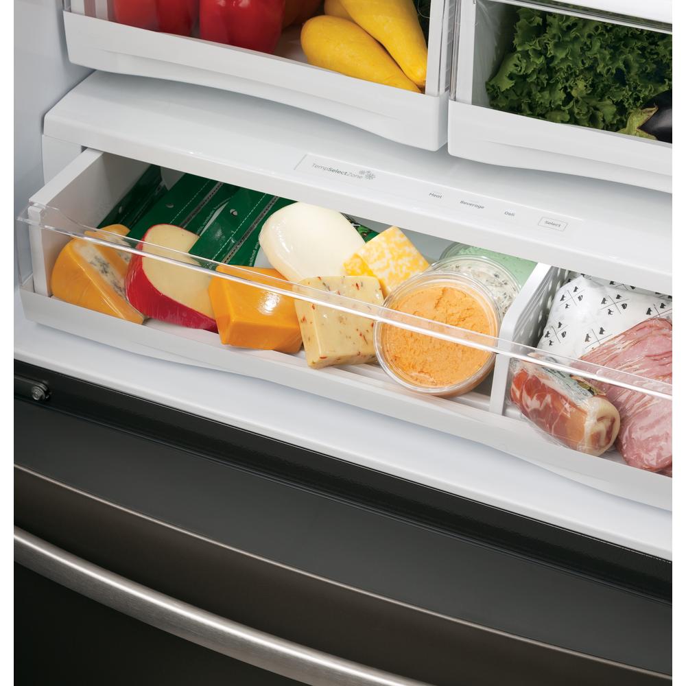 GE Profile Series PYE22KBLTS ENERGY STAR&#174; 22.2 cu. ft. Counter-Depth French Door Refrigerator - Black Stainless Steel