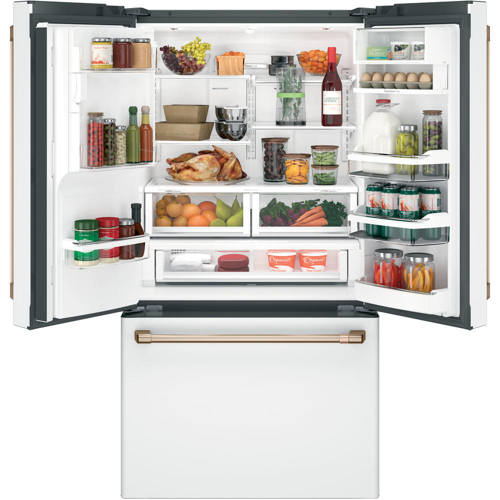 GE Cafe CYE22TP4MW2 22.2 cu. ft. Counter-Depth French Door Refrigerator w/ Hot Water Dispenser-White