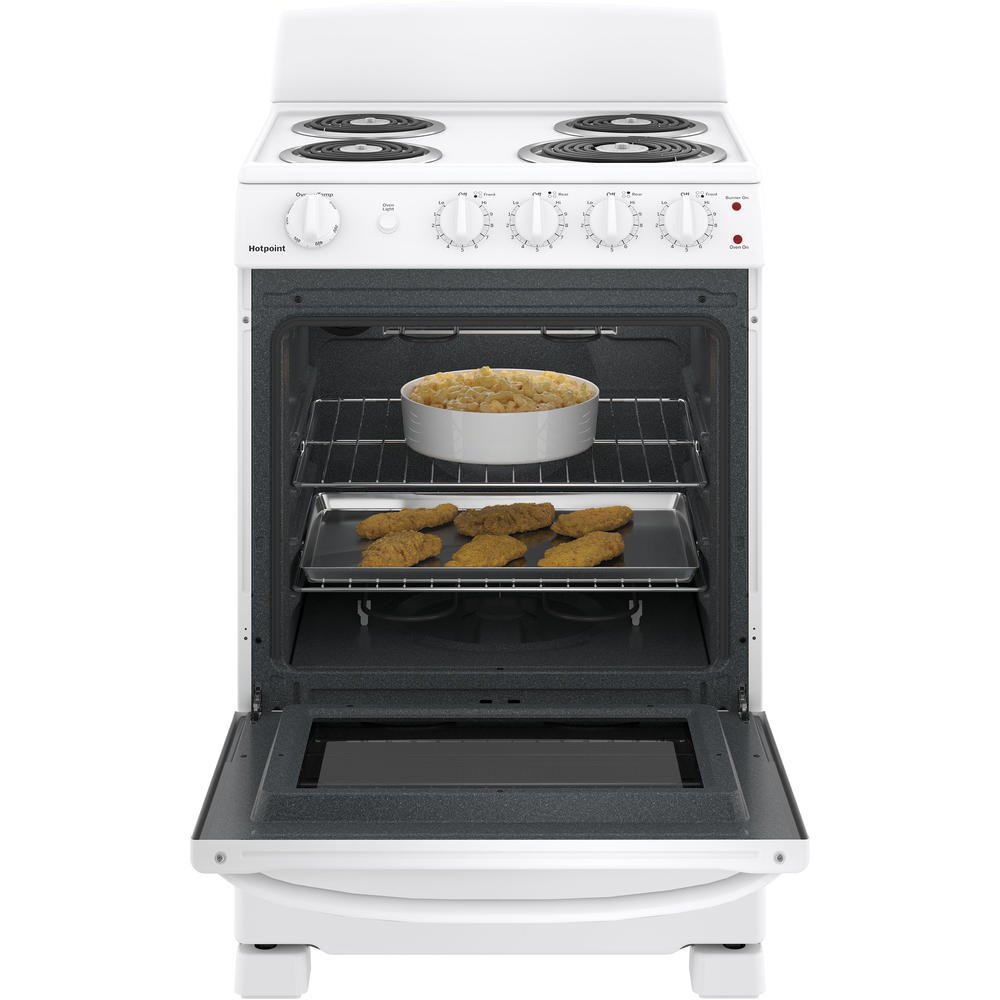 Hotpoint RAS300DMWW 24" Free-Standing Front-Control Electric Range - White