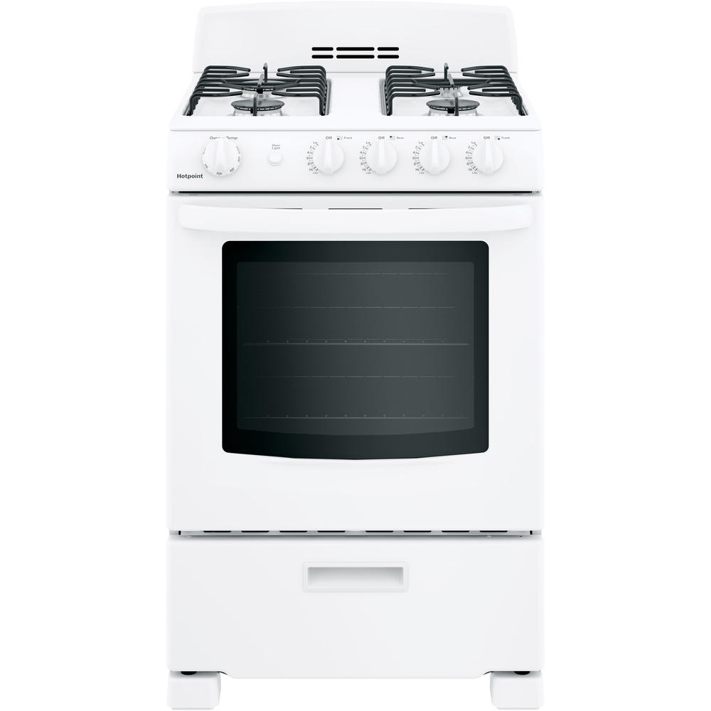Hotpoint RGAS300DMWW 24" Front-Control Free-Standing Gas Range - White