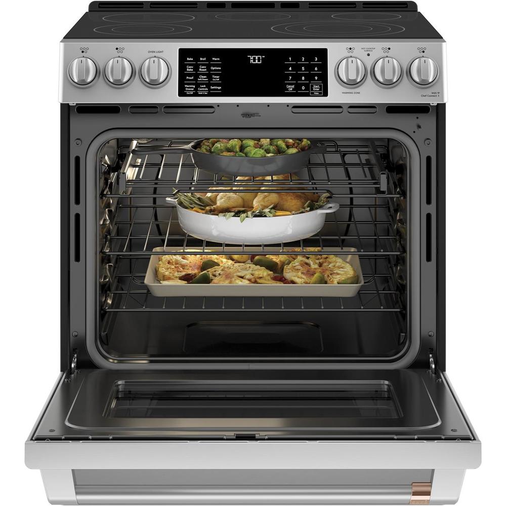 GE Cafe CES700P2MS1 30" Slide-In Radiant and Convection Range - Stainless Steel