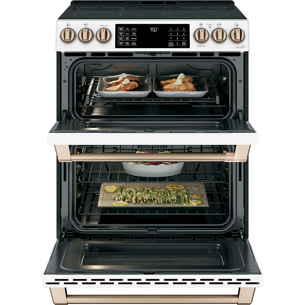GE Cafe CES750P4MW2 30" SlideIn Radiant and Convection Double Oven Range Matte White
