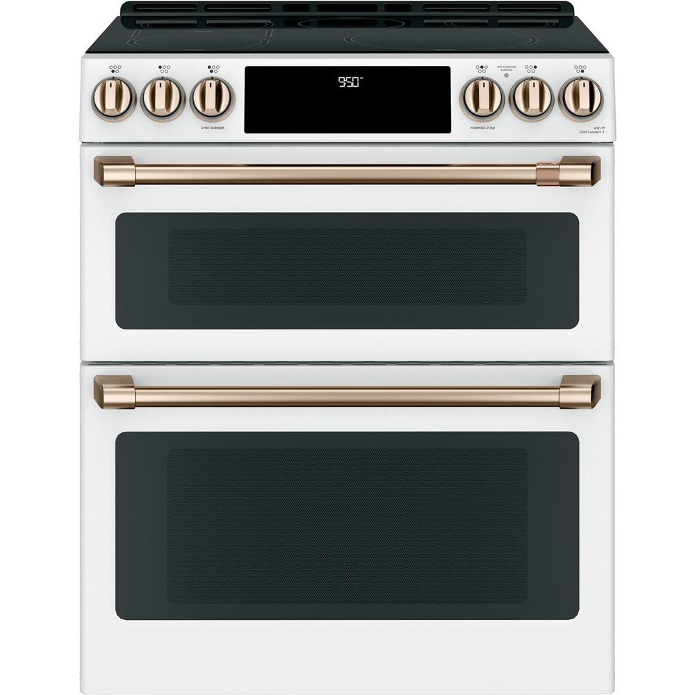 GE Cafe CHS950P4MW2 30" Slide-In Induction and Convection Double Oven Range - Matte White