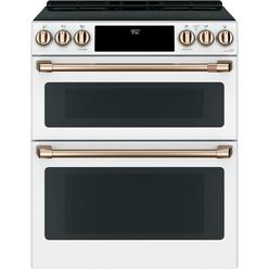 GE Cafe CHS950P4MW2 30" Slide-In Induction and Convection Double Oven Range - Matte White