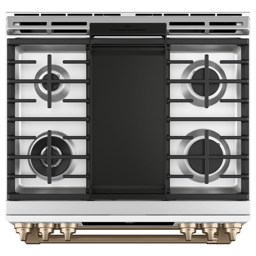 GE Cafe CGS750P4MW2 30" Slide-In Gas Double Oven with Convection Range - Matte White