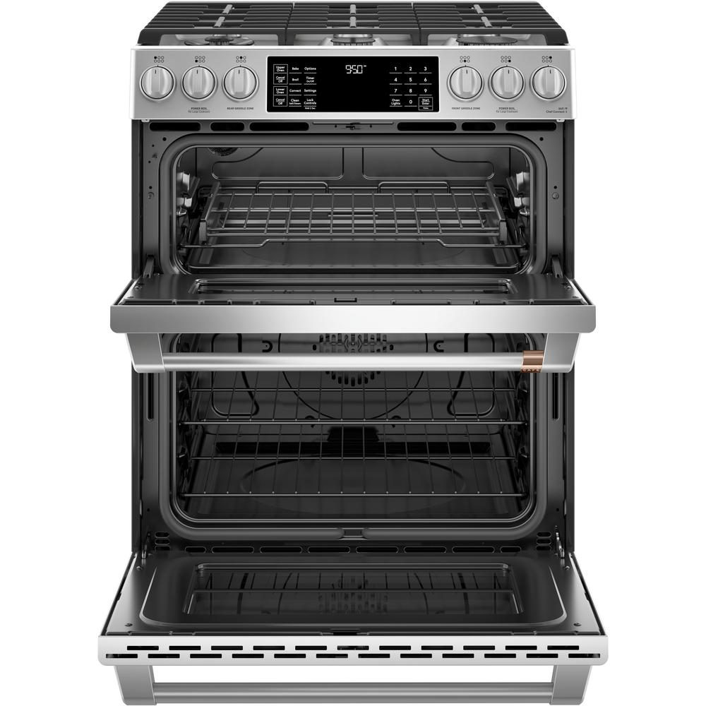 GE Cafe C2S950P2MS1 30" Slide-In Dual Fuel Double Oven with Convection Range - Stainless