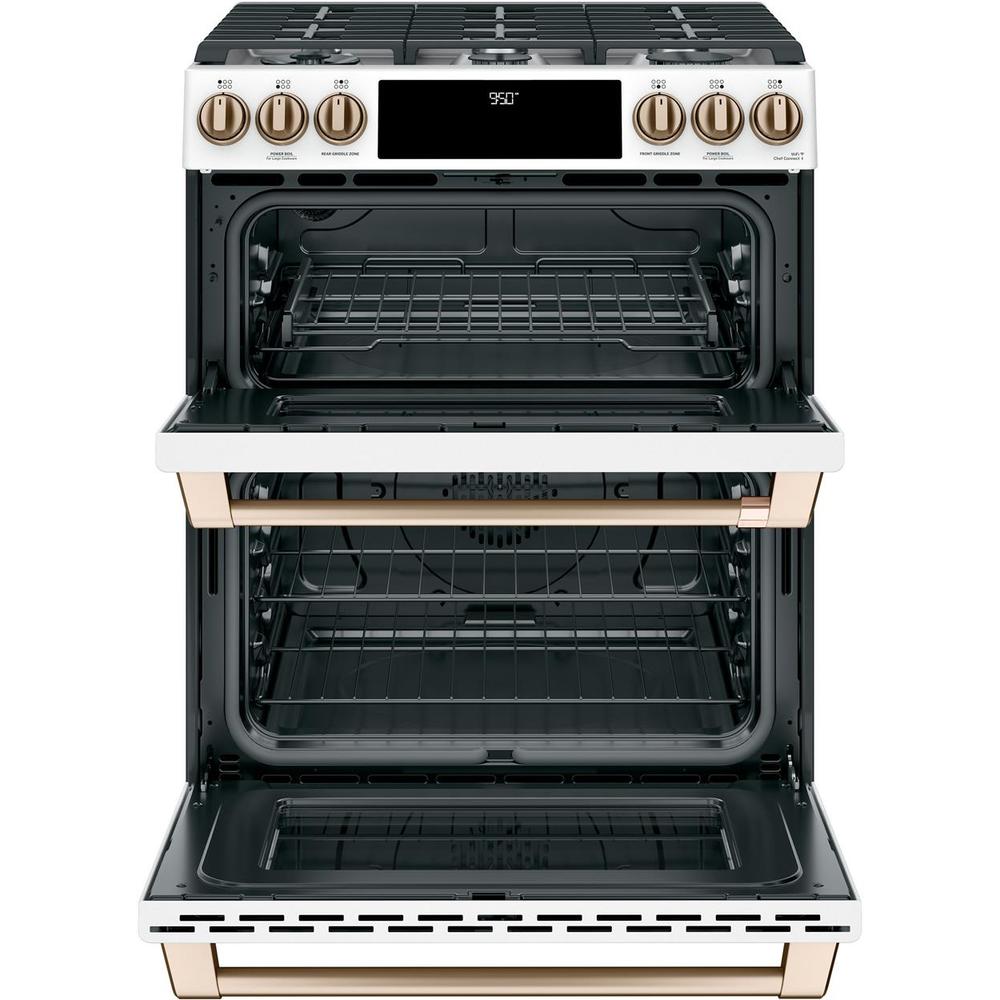 GE Cafe C2S950P4MW2 30" Slide-In Dual Fuel Double Oven with Convection Range - Matte White