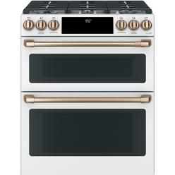 GE Cafe C2S950P4MW2 30" Slide-In Dual Fuel Double Oven with Convection Range - Matte White