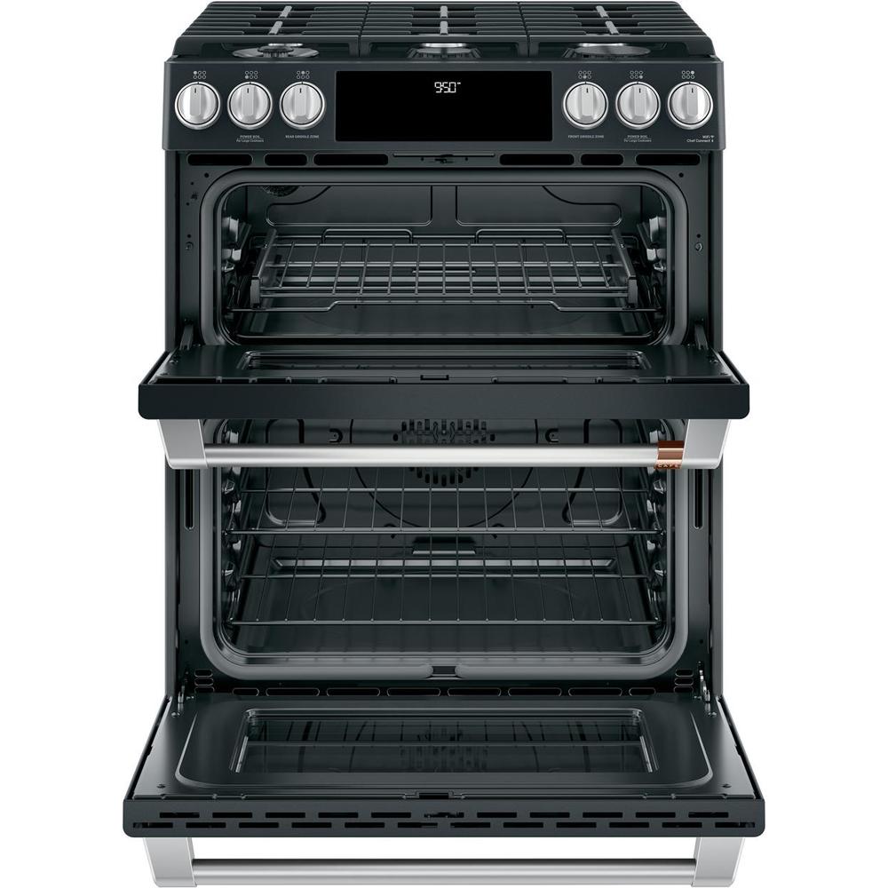 GE Cafe C2S950P3MD1 30" SlideIn Dual Fuel Double Oven with Convection Range Matte Black