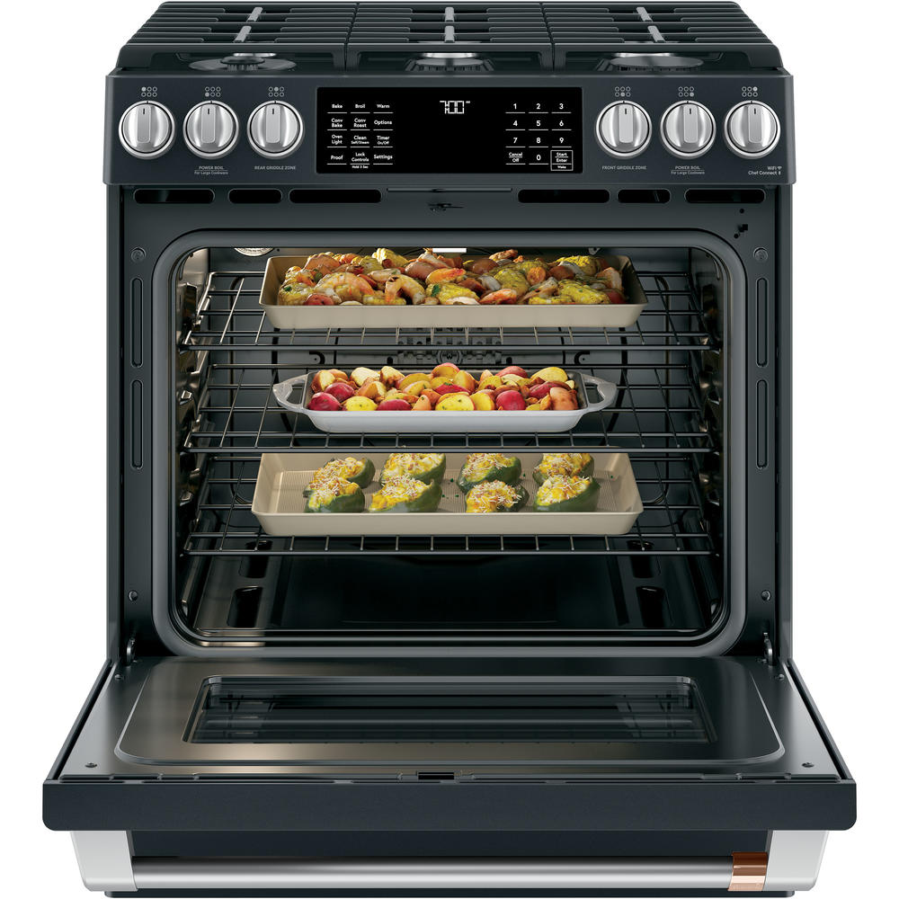 GE Cafe CGS700P3MD1 30" SlideIn Gas Oven with Convection Range Matte Black
