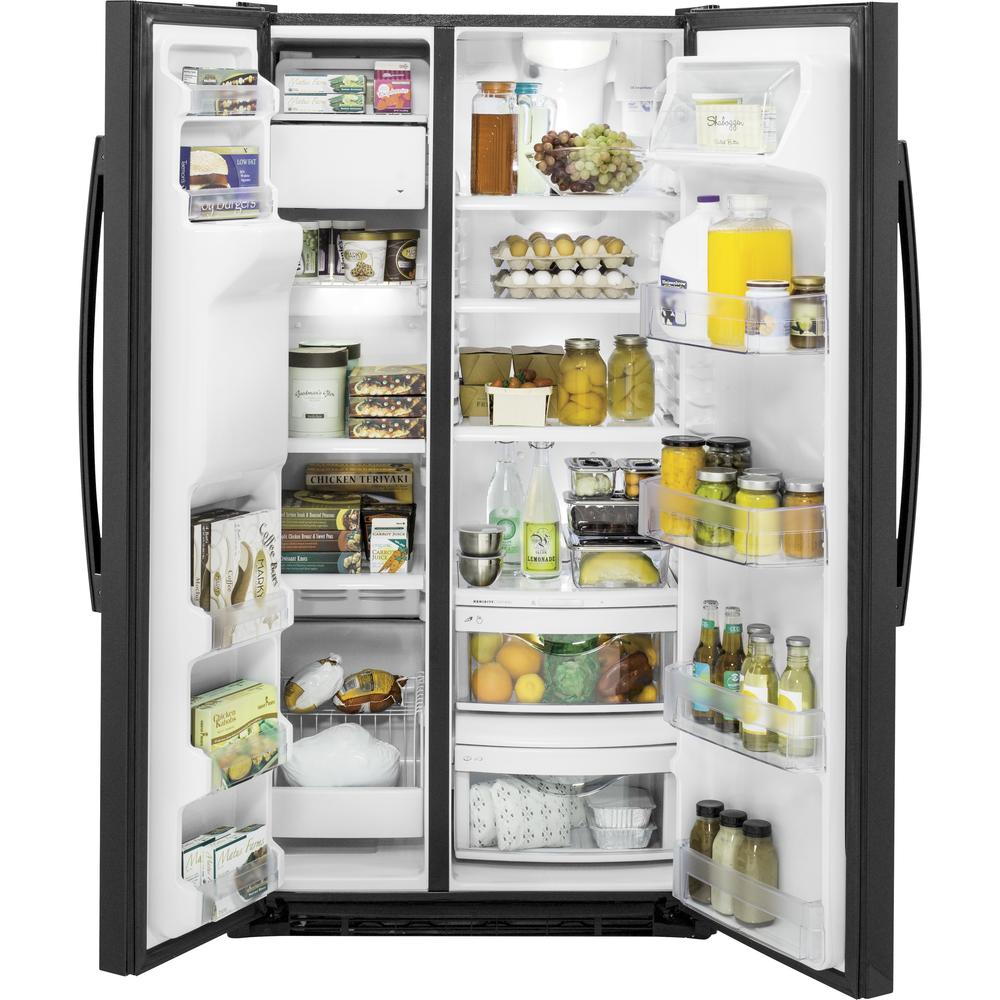 GE Appliances GZS22DGJBB 21.9 cu. ft. Counter-Depth Side-by-Side Refrigerator - Black