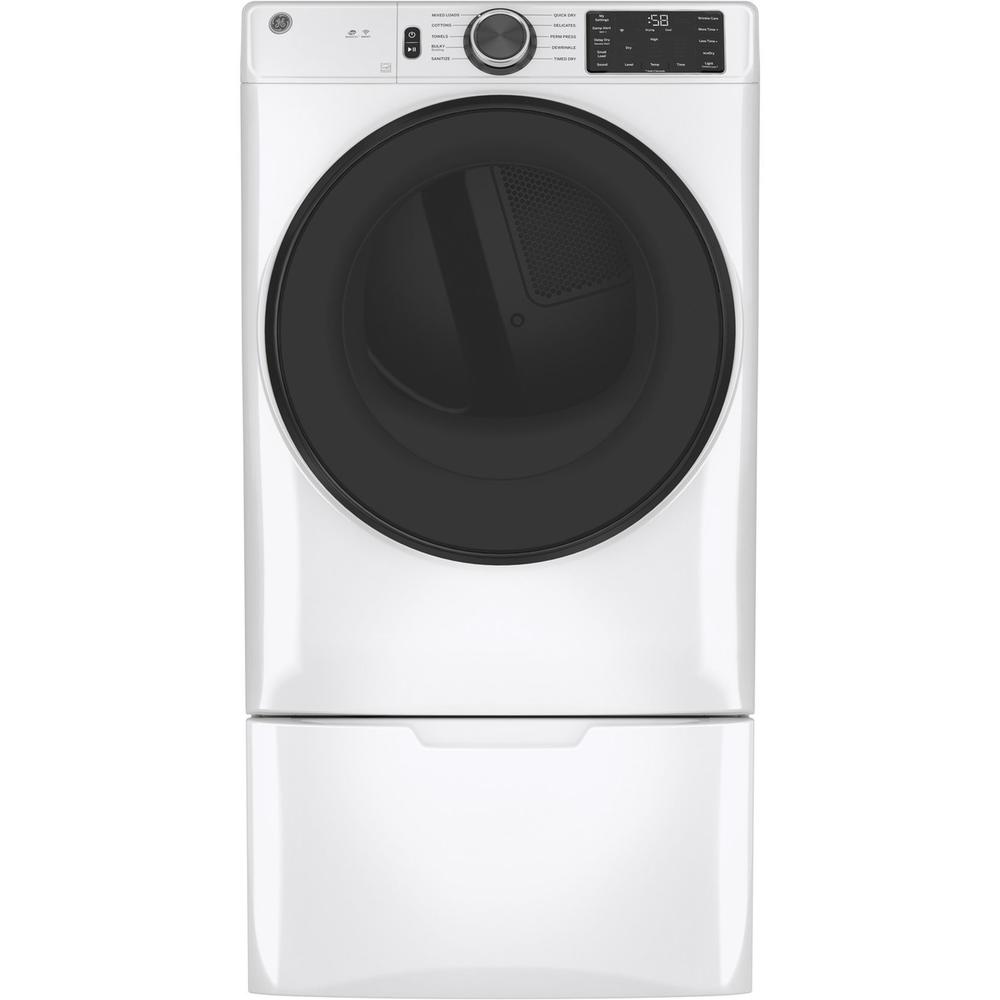 GE Appliances GFD55GSSNWW-1 7.8cu.ft. Smart Stackable Gas Vented Dryer with Sanitize Cycle - White