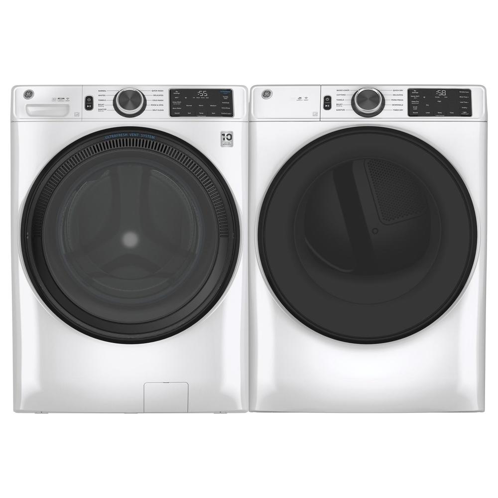 GE Appliances GFD55ESSNWW-1 7.8cu.ft. Smart Stackable Electric Vented Dryer w/ Sanitize Cycle - White