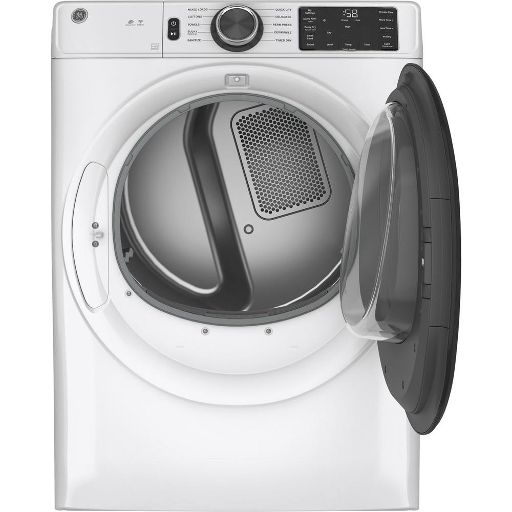 GE Appliances GFD55ESSNWW-1 7.8cu.ft. Smart Stackable Electric Vented Dryer w/ Sanitize Cycle - White