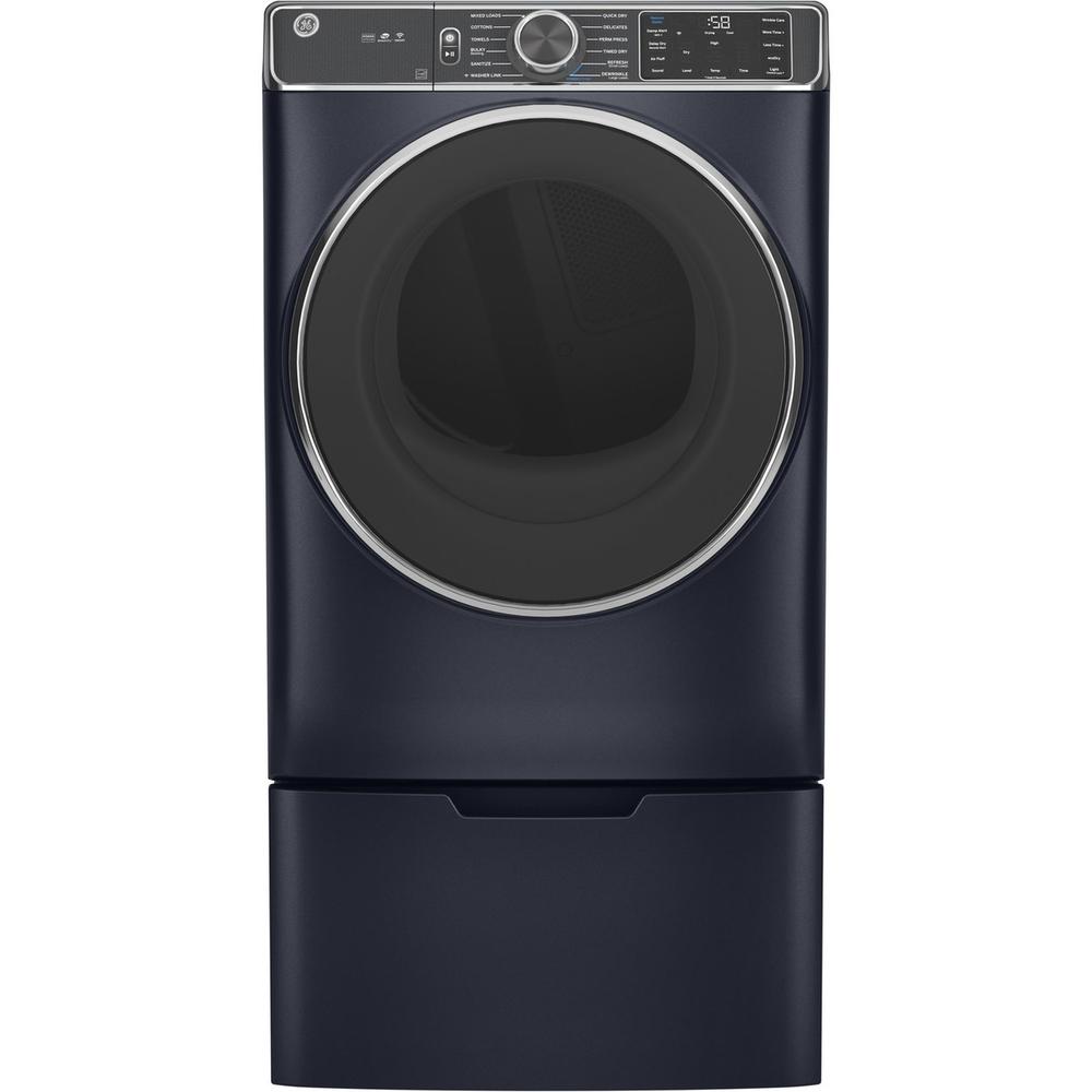 GE Appliances GFD85ESPNRS-1 7.8cu.ft. Smart Stackable Electric Vented Dryer w/ Sanitize Cycle-Sapphire Blue
