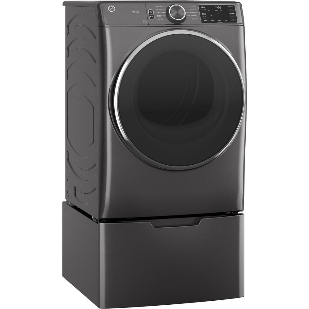 GE Appliances GFD55ESPNDG-1 7.8cu.ft. Smart Stackable Electric Vented Dryer w/ Sanitize Cycle - Diamond Gray