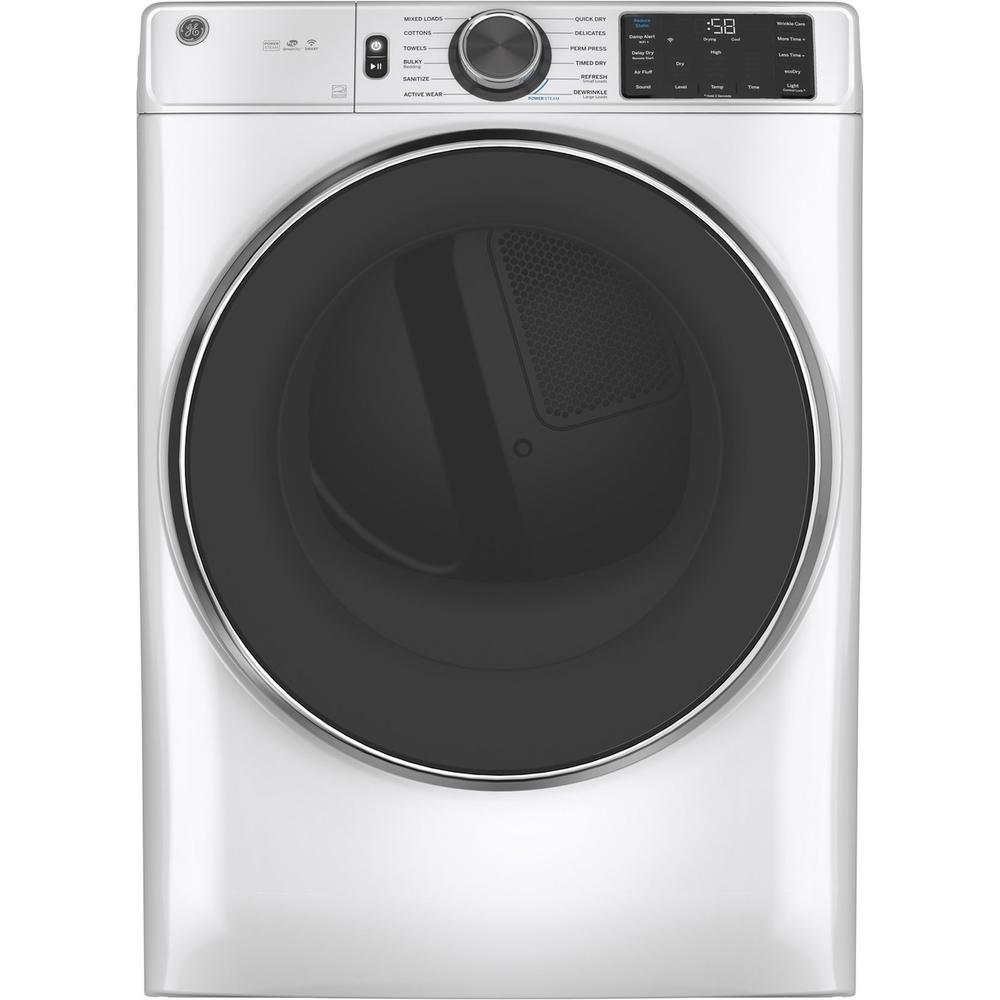 GE Appliances GFD65ESSNWW-1 7.8cu.ft. Smart Stackable Electric Vented Dryer with Steam - White