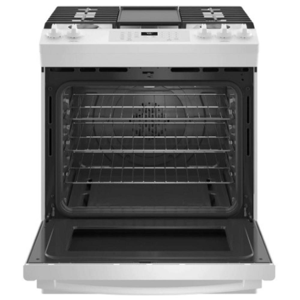 GE Appliances JGS760DPWW 30" 5.6 cu.ft. White SlideIn Gas Range with 5