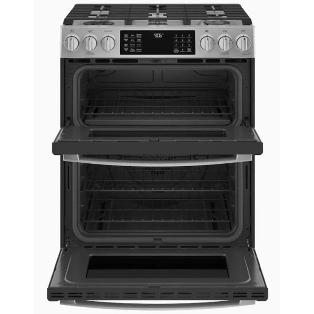 GE Appliances PGS960YPFS 30" Stainless Steel 6.7 Cu. Ft. Slide-In Double Oven Gas Range with 5 Burners