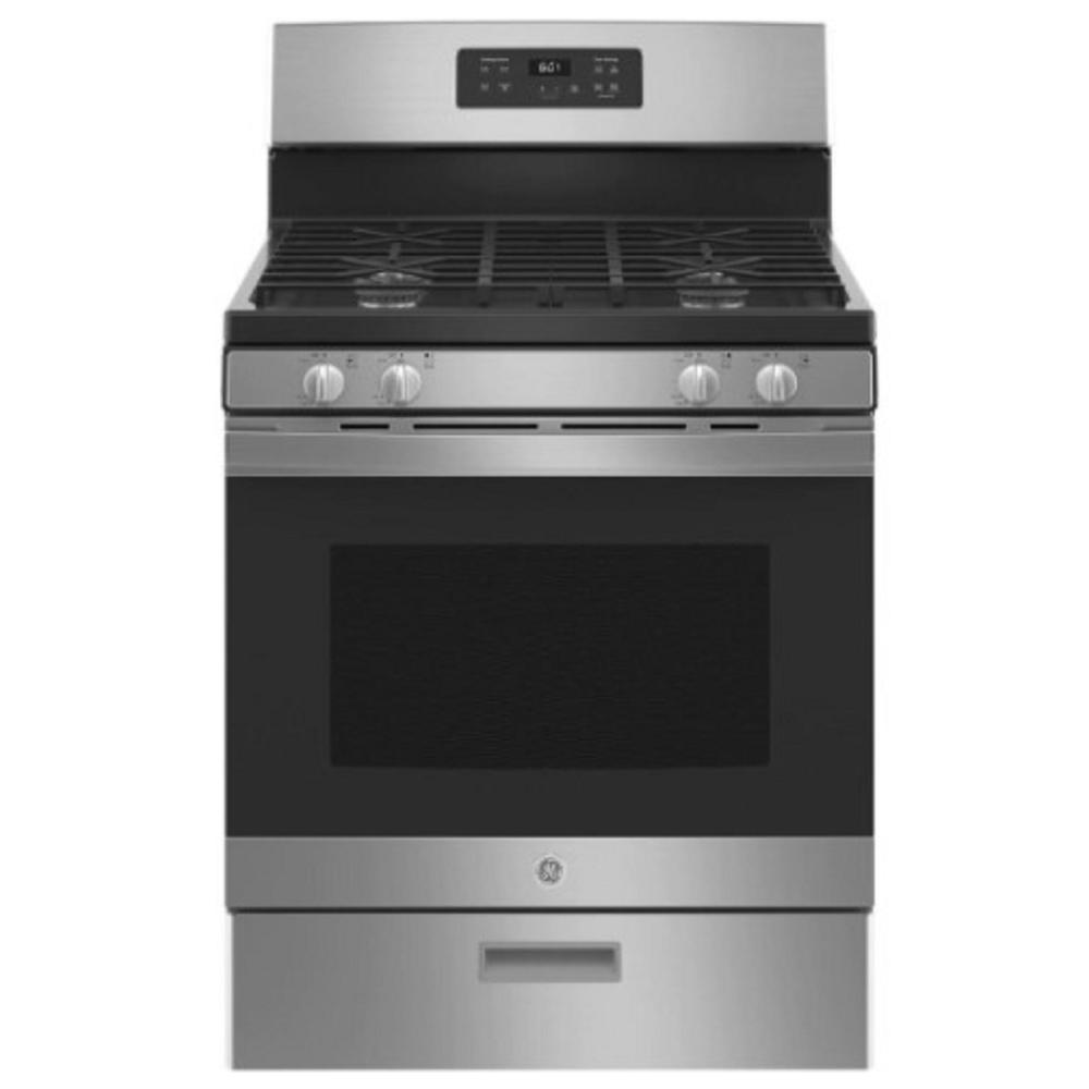 GE Appliances JGBS61RPSS 30" 4.8 cu.ft. Stainless Steel Gas Range with 4 Burners