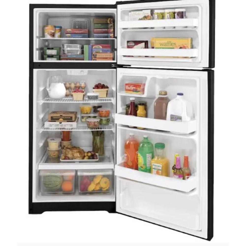 GE Appliances GTE17DTNRBB 28" 16.6 cu.ft. Black Top Freezer Refrigerator