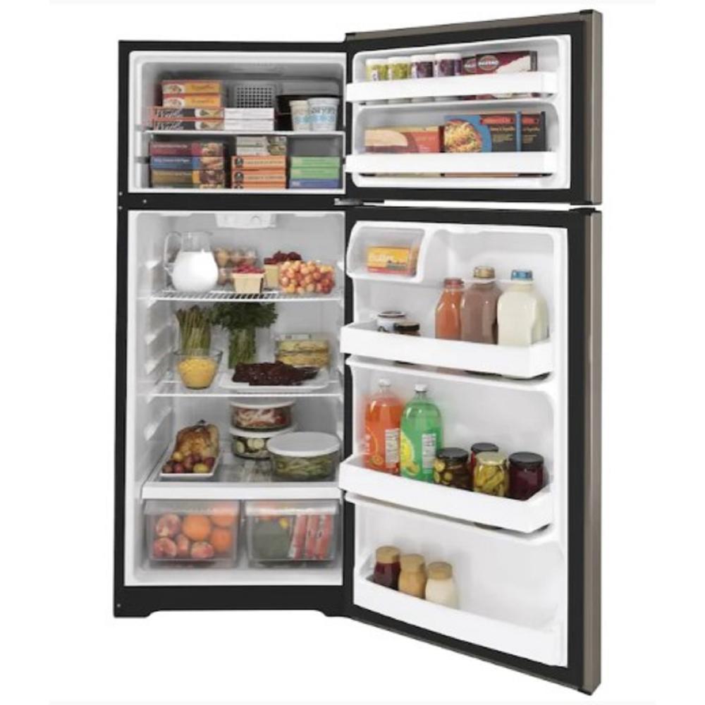 GE Appliances GTE18DCNRSA 28" 17.5 cu.ft. Silver Top Freezer Refrigerator