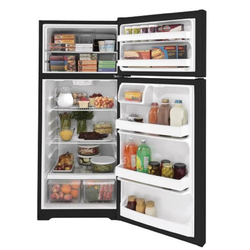 GE Appliances GTE18GTNRBB 28" 17.5 cu.ft. Black Top Freezer Refrigerator