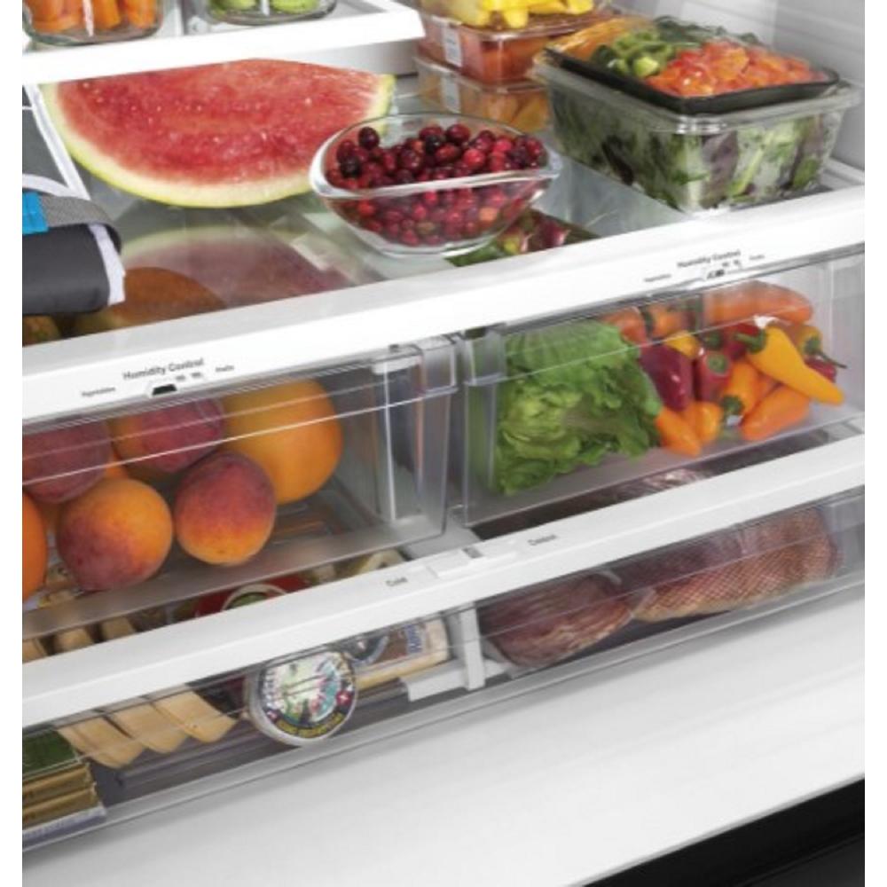 GE Appliances GFE26JGMWW 36" 25.6 cu.ft. White French Door Refrigerator