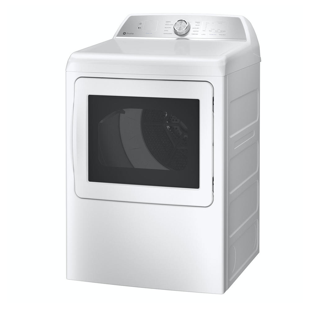 GE Appliances PTD60EBSRWS 7.4 cu. ft. White Electric Dryer with Sanitize Cycle and Sensor Dry, ENERGY STAR-