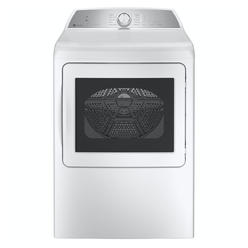 GE Appliances PTD60EBSRWS 7.4 cu. ft. White Electric Dryer with Sanitize Cycle and Sensor Dry, ENERGY STAR-
