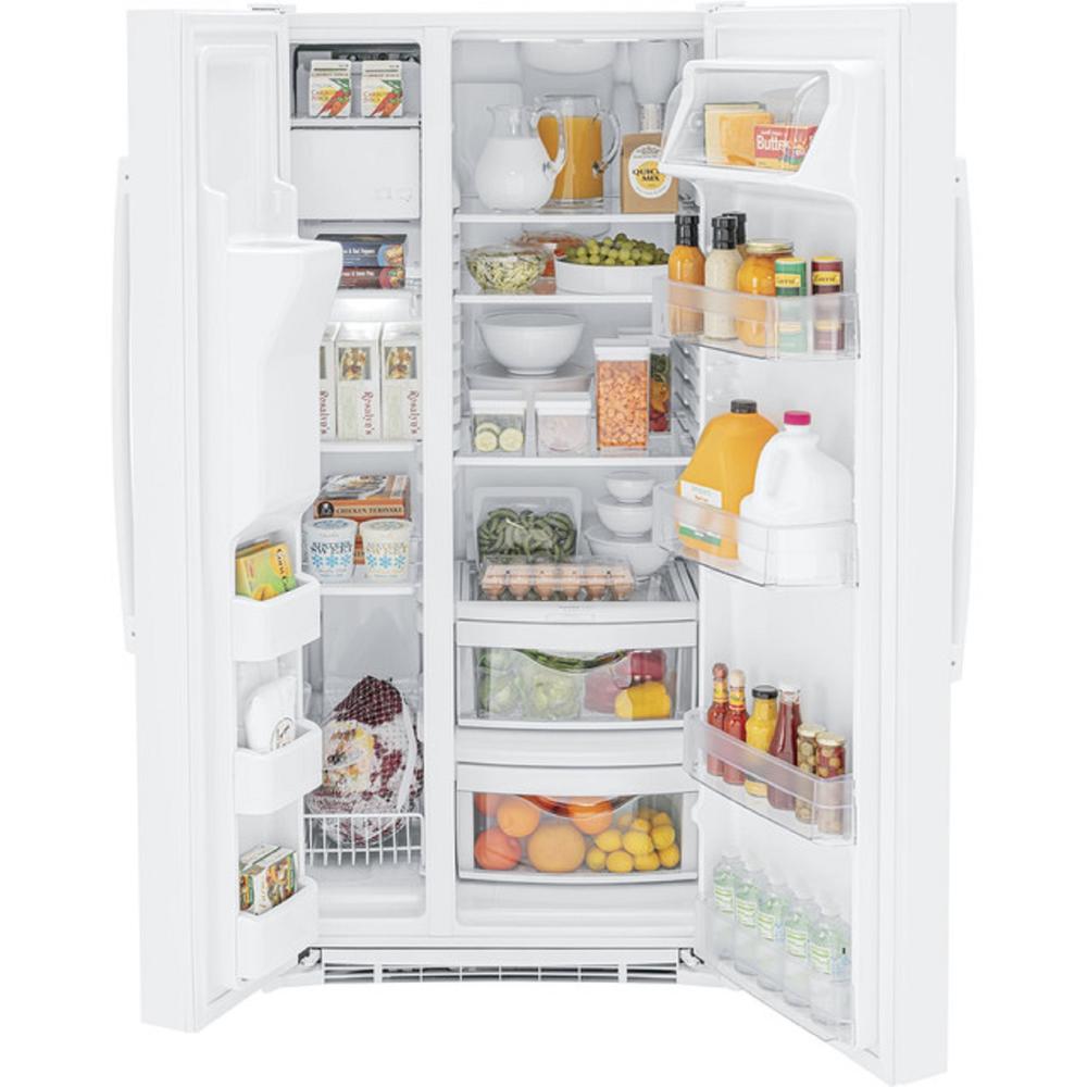 GE Appliances GSE23GGPWW ENERGY STAR 23.0 Cu. Ft. Side-By-Side Refrigerator - White