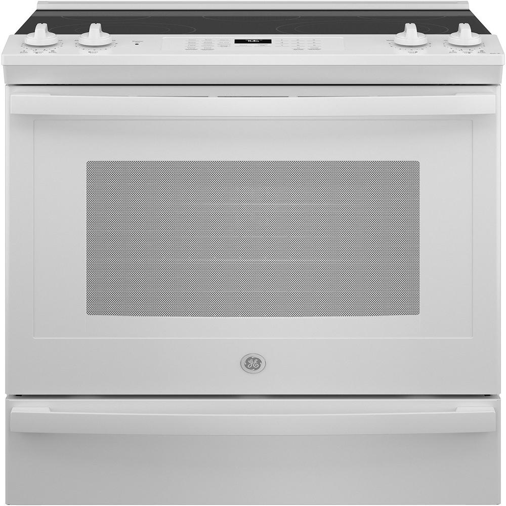 GE Appliances JS760DPWW 30" 5.3 cu.ft. White Slide-In Electric Range with 5 Burners and Air Fryer