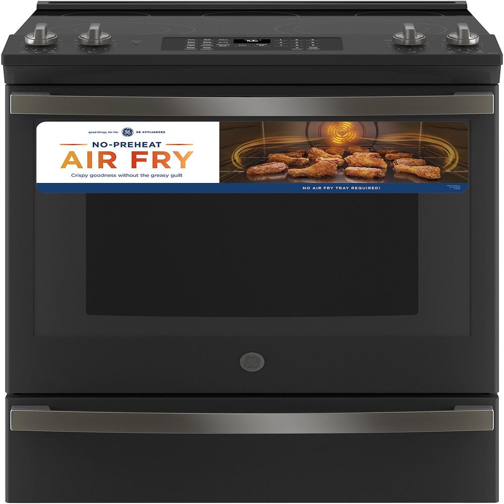 GE Appliances JS760FPDS 30" 5.3 cu.ft. Black Slate Slide-In Electric Range with 5 Burners and Air Fryer