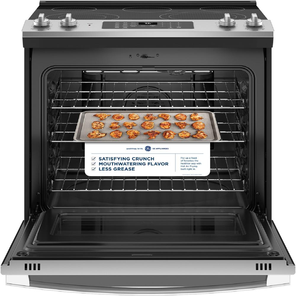 GE Appliances JS760SPSS 30" 5.3 cu.ft. Stainless Steel Slide-In Electric Range with 5 Burners and Air Fryer