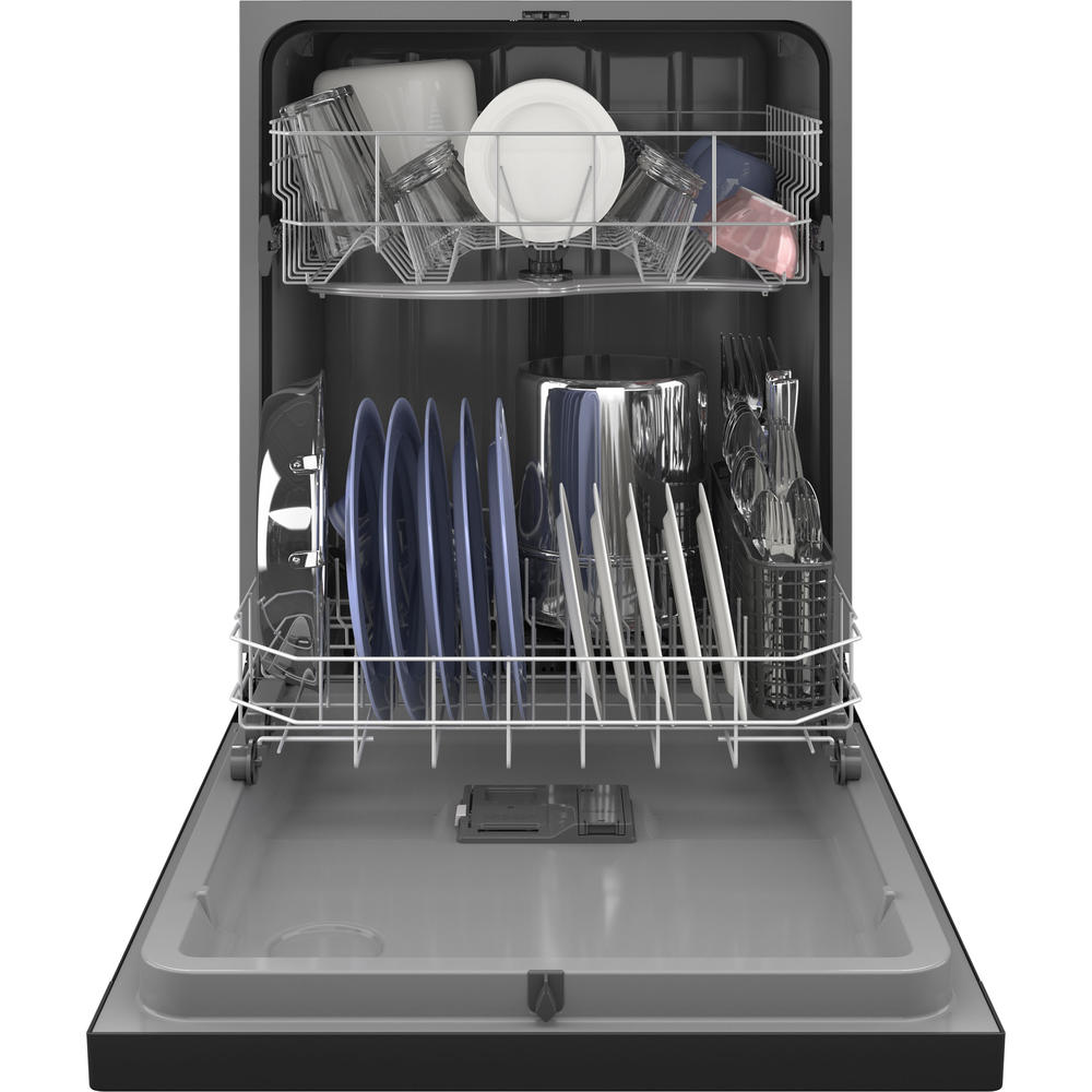 GE Appliances HDF310PGRBB HOTPOINT One Button Dishwasher with Plastic Interior - Black