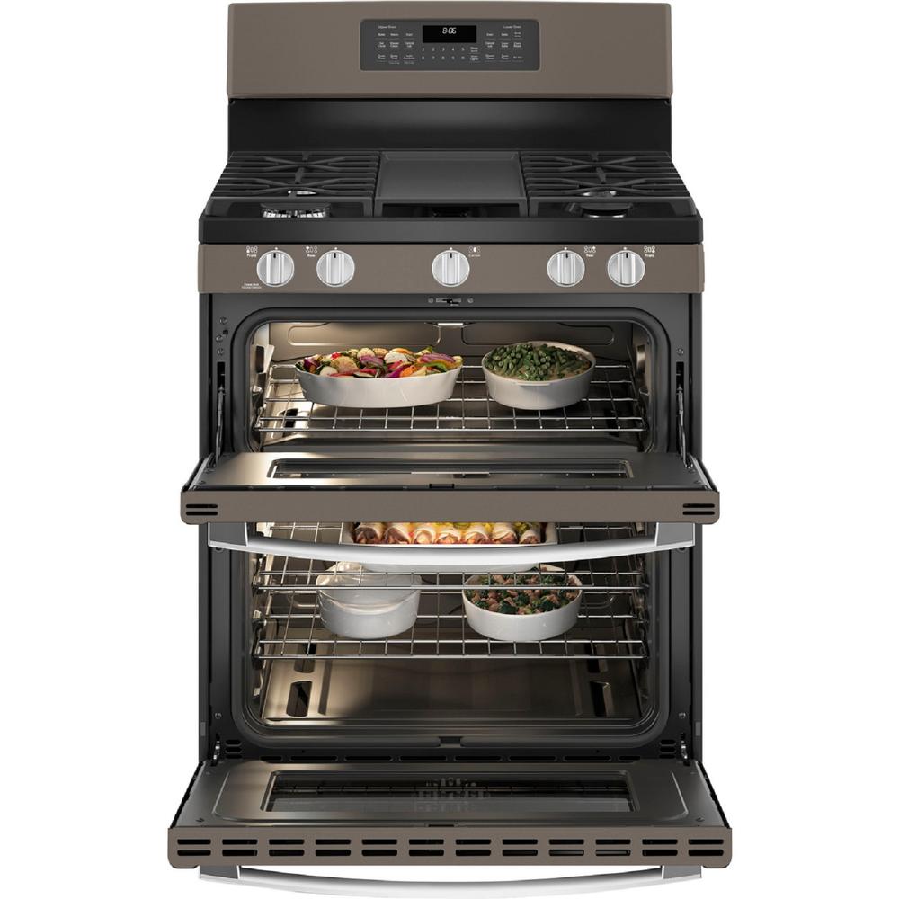 GE Appliances JGBS86EPES GE 30" Free-Standing Gas Double Oven Convection Range - Fingerprint Resistant Slate