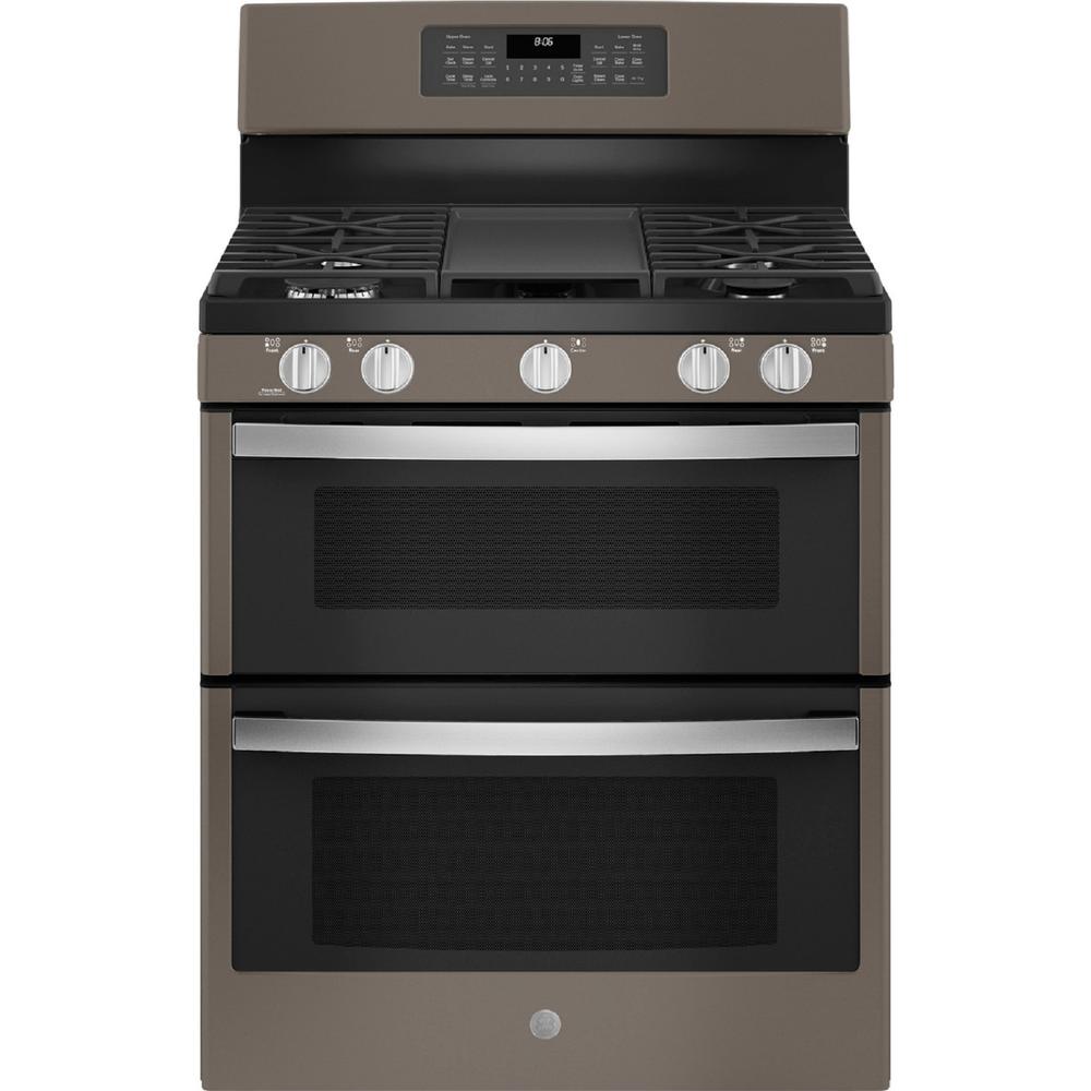 GE Appliances JGBS86EPES GE 30" Free-Standing Gas Double Oven Convection Range - Fingerprint Resistant Slate